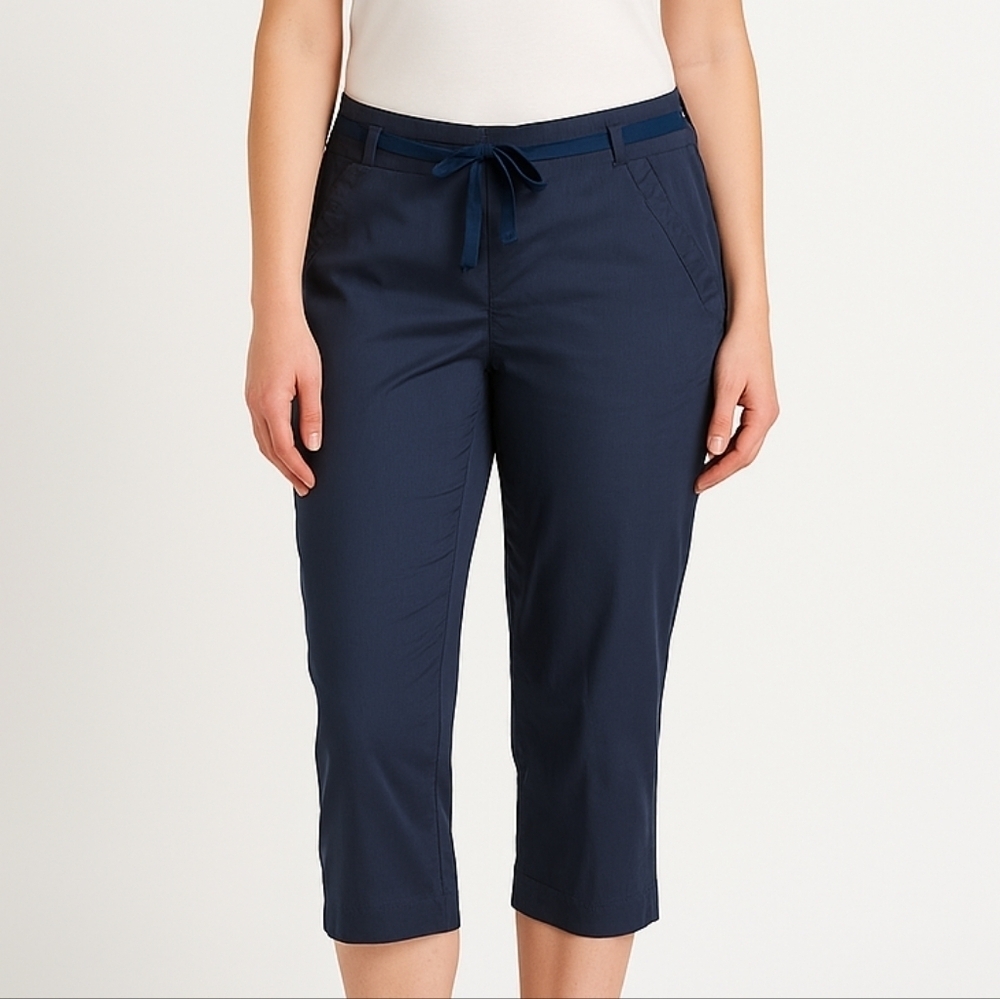 Ports 1961 Cropped Capri Pants silk blend tie waist